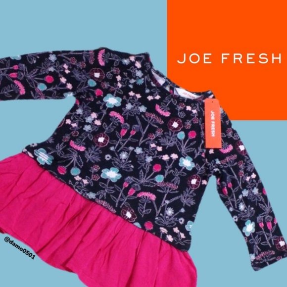 Joe Fresh Other - NWT Joe Fresh Blue/Pink Peplum Floral Print Dress